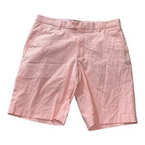 Saks fifth Avenue mens shorts size 33 orange seersucker stripe beach vaca